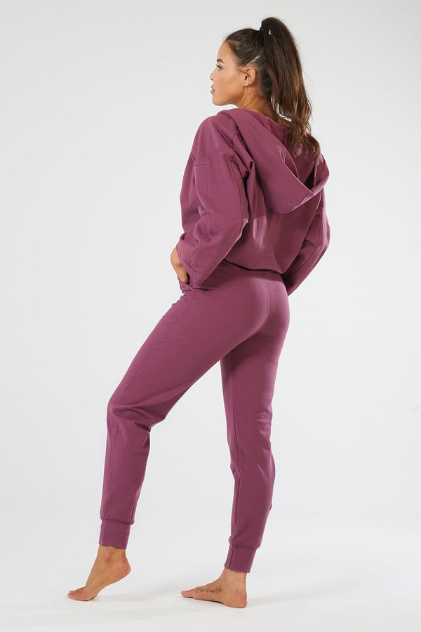 NAMA Women's Yoga Lounge Wear Onesie Enlighten Onesie Soft Cotton Fleece, Rose, Sustainably Made